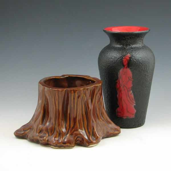 Appraisal: Two pieces of pottery including a vase with black volcanic