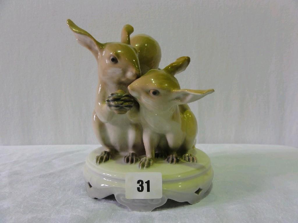 Appraisal: A Royal Copenhagen group of a pair of squirrels with