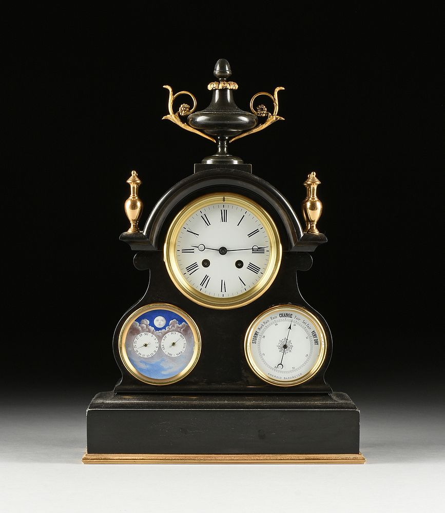 Appraisal: A VICTORIAN TRIPLE DIAL AND GILT BRASS MOUNTED POLISHED BLACK