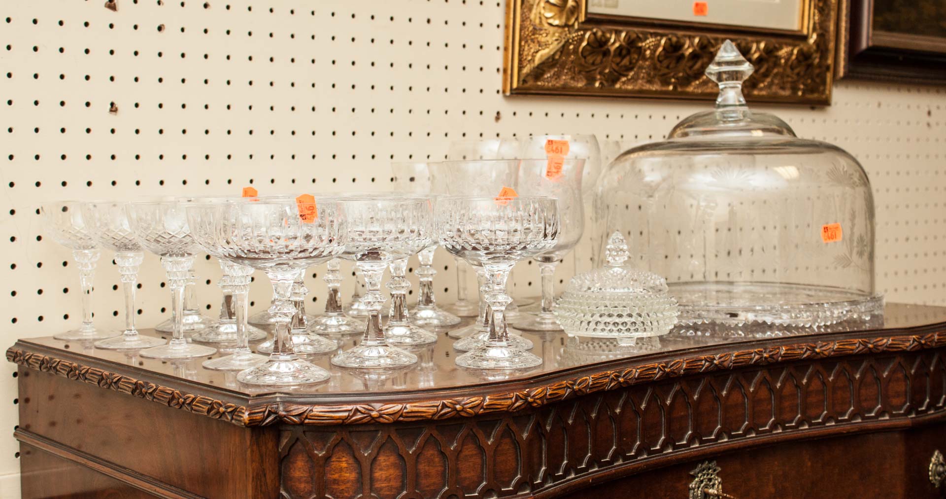 Appraisal: Assortment of glass articles including stemware tumblers covered cake plate