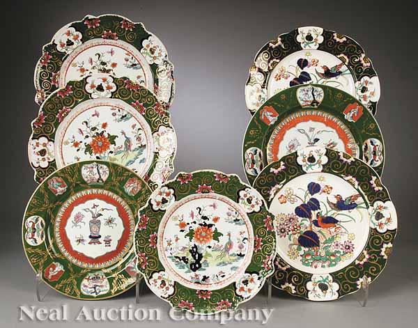 Appraisal: A Group of Antique English Ironstone Plates in the Chinoiserie