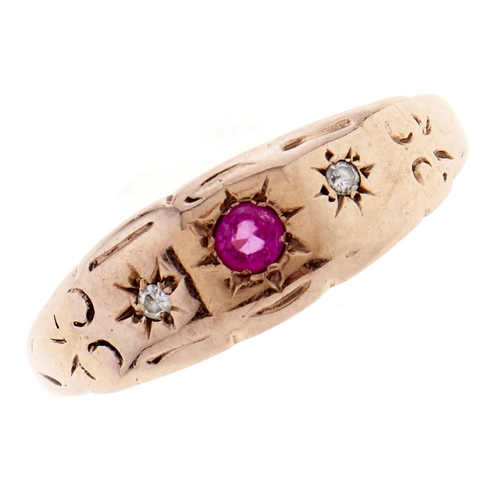 Appraisal: A ruby and diamond ring c in ct gold gipsy