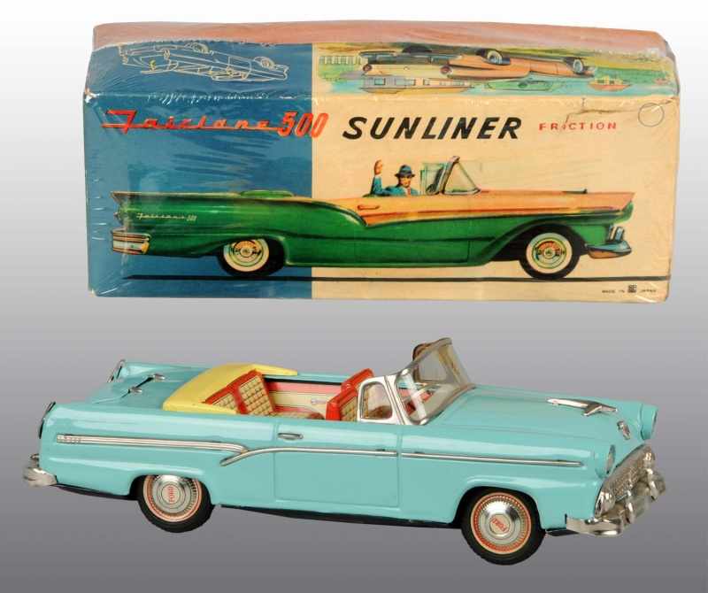 Appraisal: Tin Ford Fairlane Sunliner Friction Toy Description Japanese Working Made