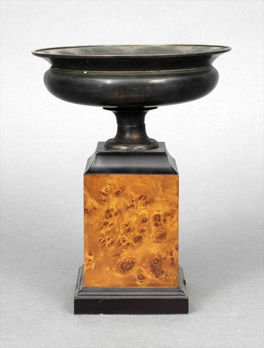 Appraisal: Neoclassical-Style Faux Burlwood and Bronze-Patinated Brass Tazza in in diam