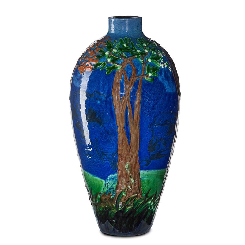 Appraisal: MAX LAEUGER Tall vase with landscape Condition Report A few