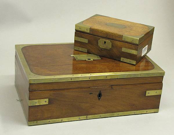 Appraisal: Two brass bound mahogany boxes first half th century Each