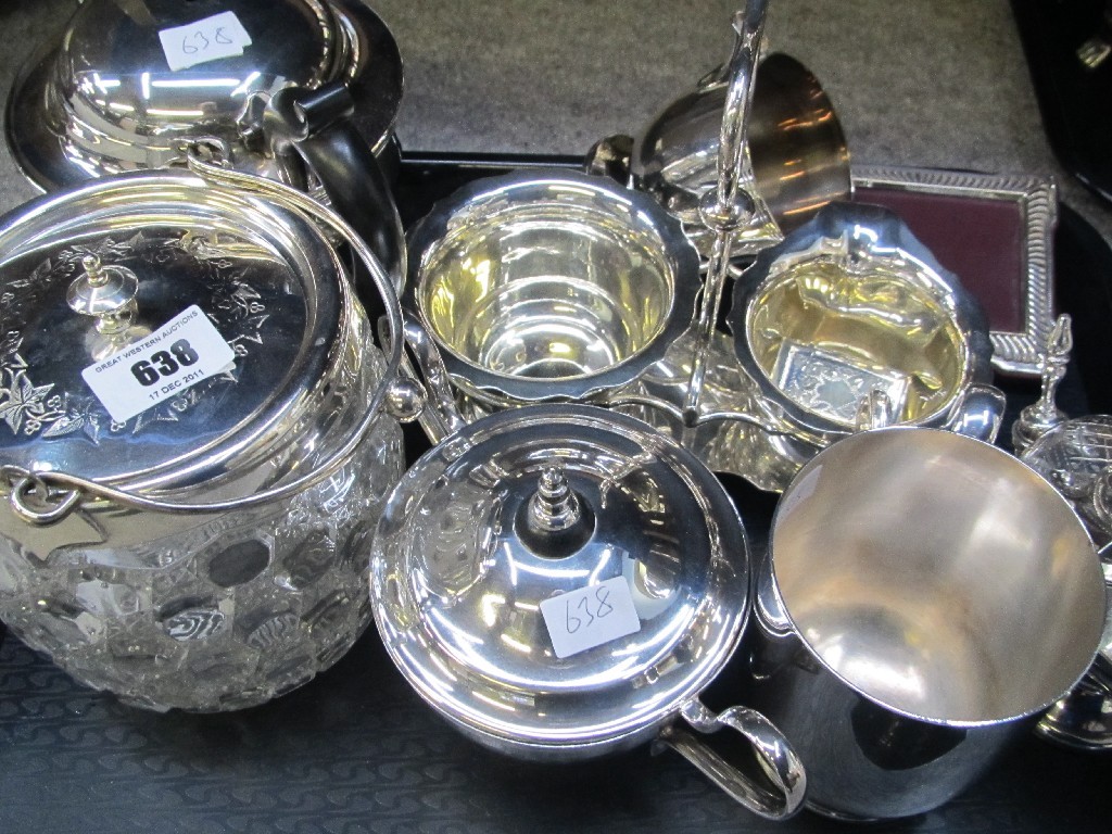 Appraisal: Tray lot of EP - biscuit barrel teapot etc