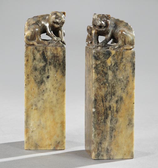 Appraisal: Pair of Chinese Carved Marble Chops each of large size