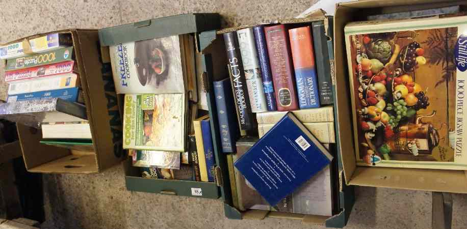 Appraisal: Four Trays of assorted Cook Books Novels Viynl Records and