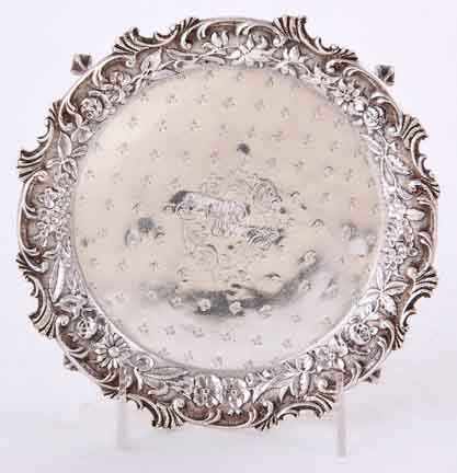 Appraisal: Kirk Son sterling footed salver Maryland circa - floral-and-scroll repousse-chased