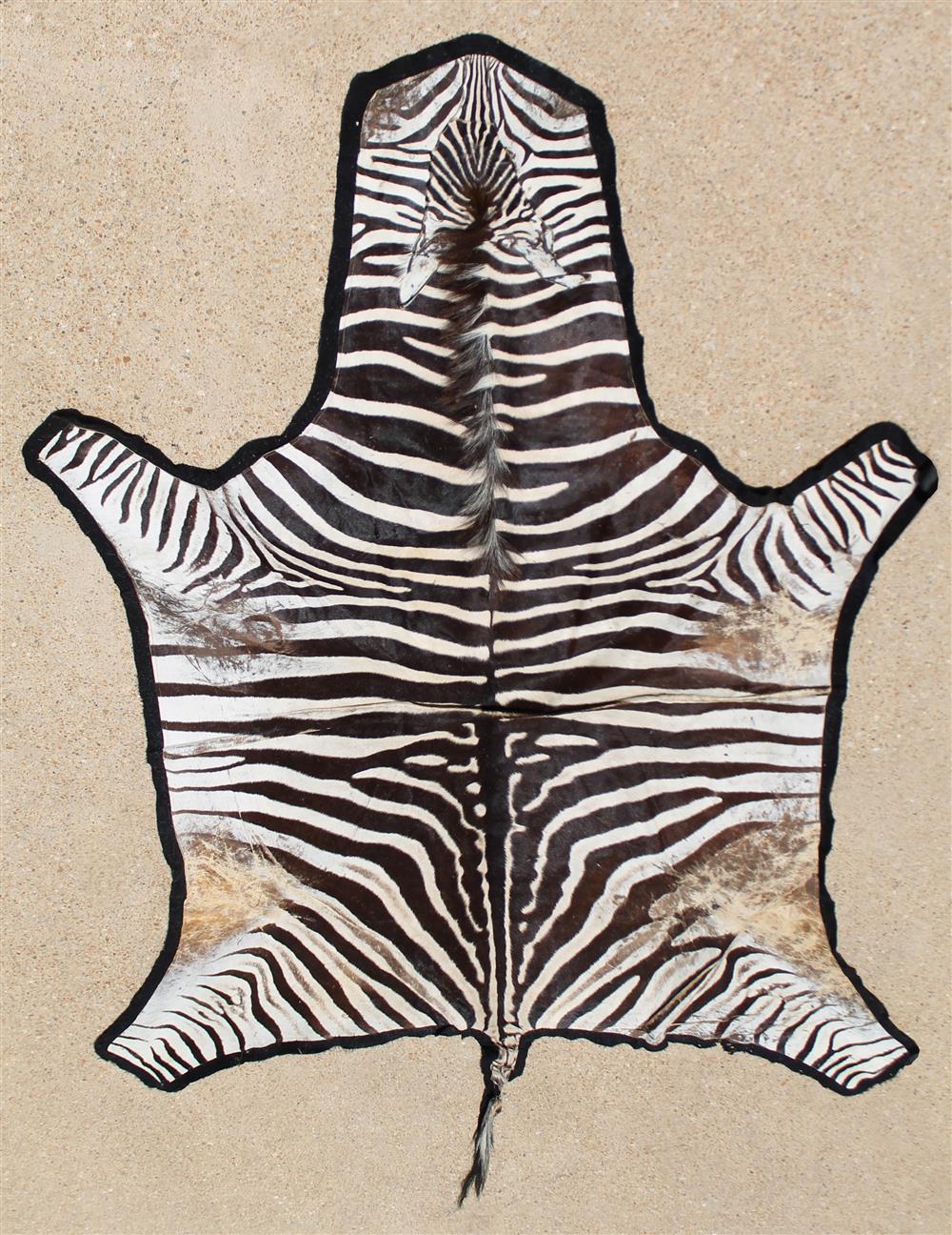 Appraisal: VINTAGE BURCHELL'S ZEBRA RUG very dark brown stripes with wider