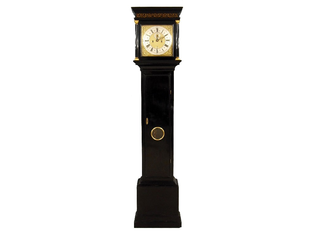 Appraisal: Good ebonised eight day longcase clock the square brass dial