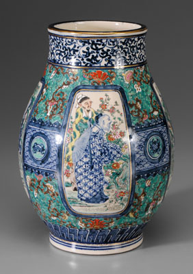 Appraisal: Hu Chinese Earthenware Vase th century underglaze blue and enameled