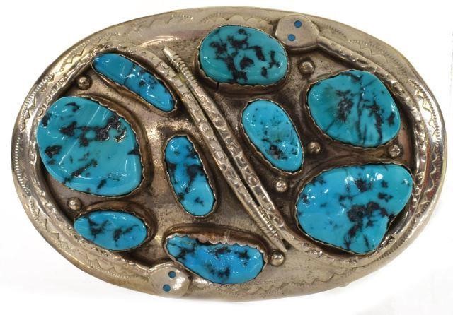 Appraisal: Native American silver content unknown belt buckle Effie Calavaza Zuni