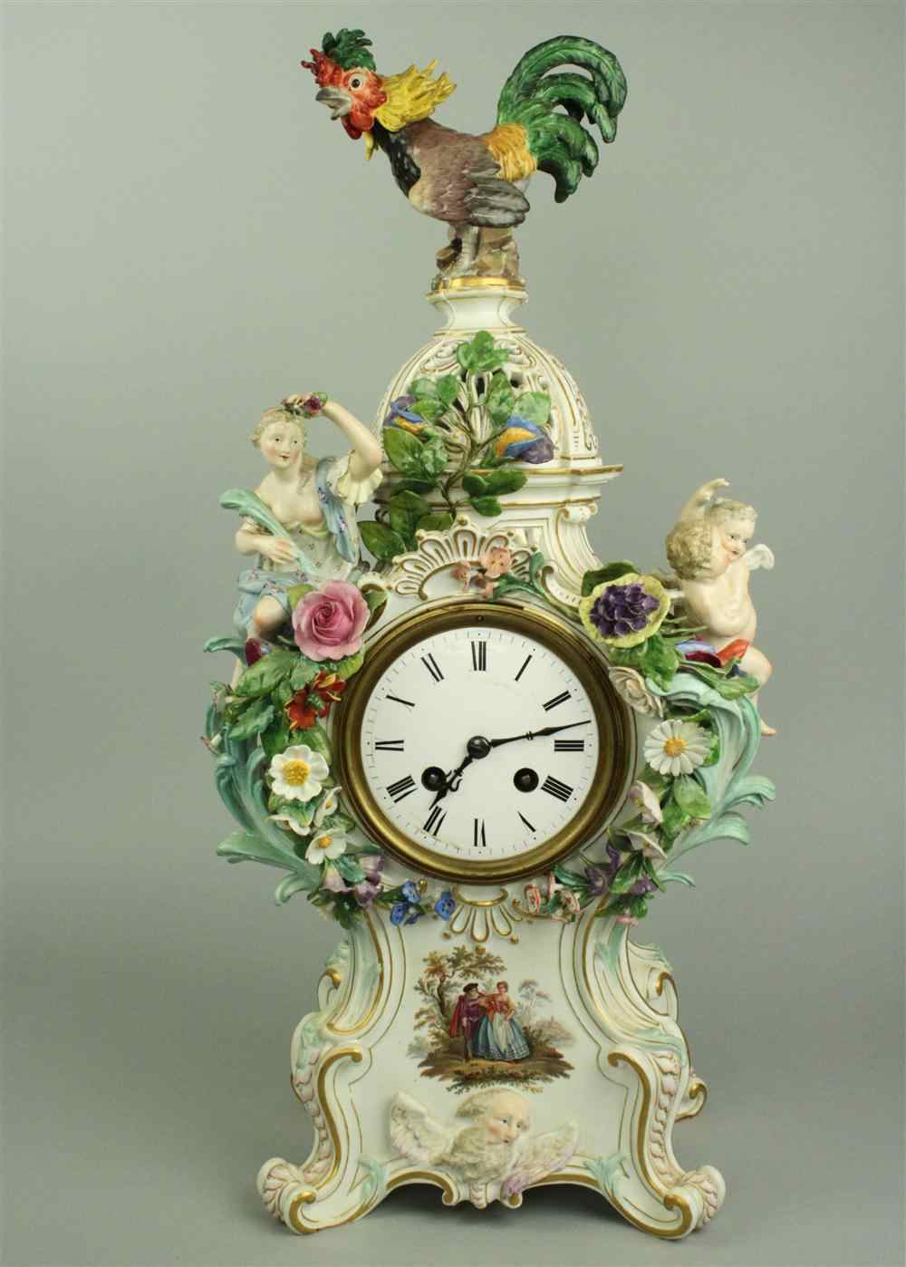 Appraisal: MEISSEN MANTEL CLOCK late th century cancelled blue crossed swords