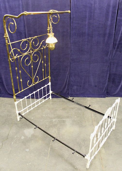 Appraisal: Victorian Style Bed Frame with Hanging Light For your consideration