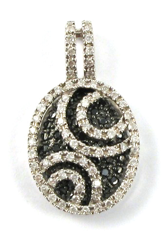 Appraisal: BLACK DIAMOND AND COLORLESS DIAMOND PENDANT k white gold with