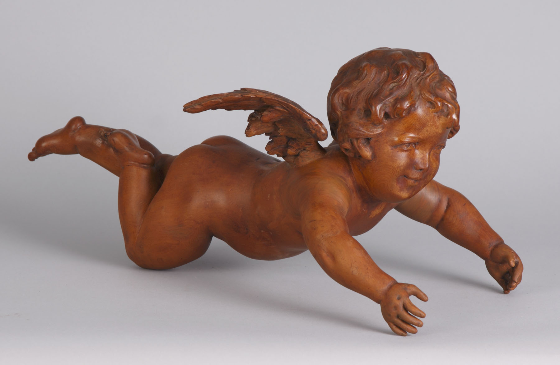 Appraisal: Carved Wood Putti Wings have been repaired Ht Max W