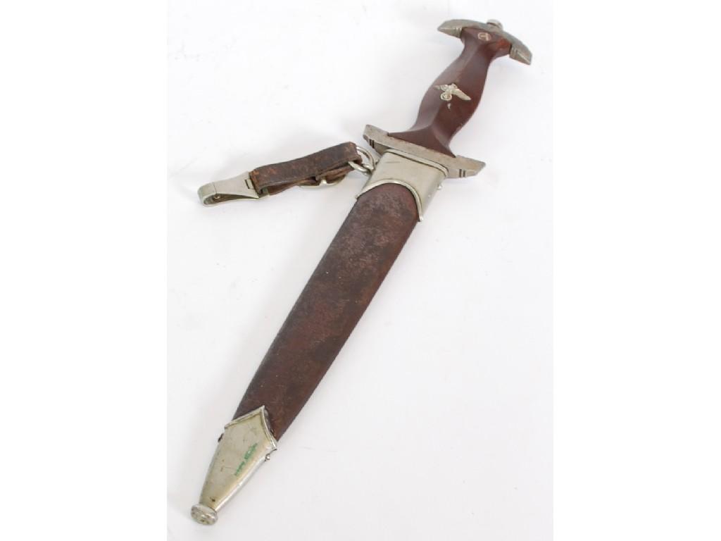 Appraisal: S A DAGGER nickel plated mounts anodised scabbard transitional blade