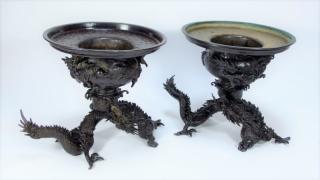 Appraisal: PR Japanese Edo Meiji Period Dragon Censers JAPAN EDO MEIJI