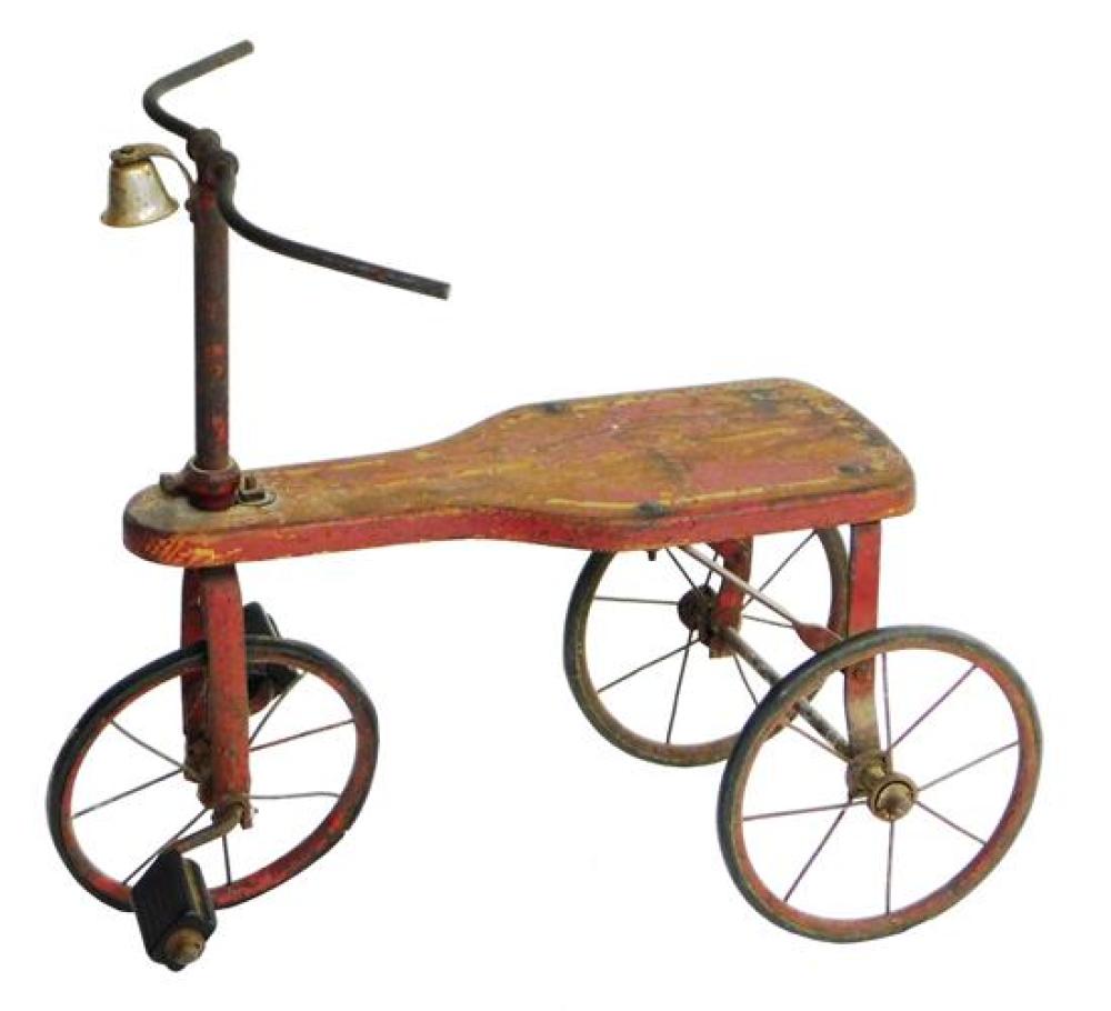 Appraisal: Child's tricycle late th early th C wood seat metal