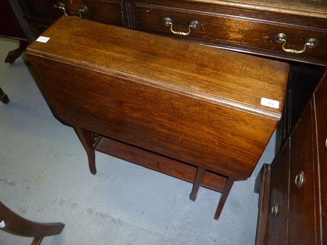 Appraisal: A MAHOGANY SUTHERLAND TABLE cm wide together with two small