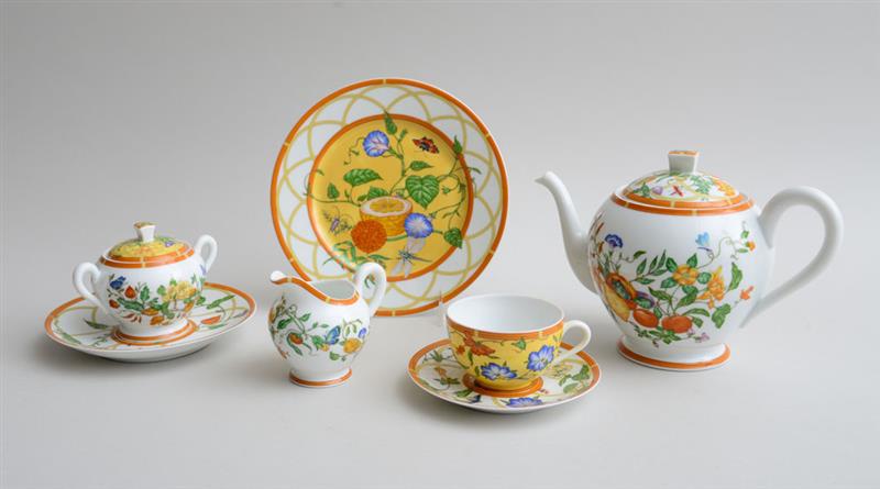 Appraisal: HERM S PORCELAIN SEVEN-PIECE BREAKFAST SET IN THE LA SIESTA