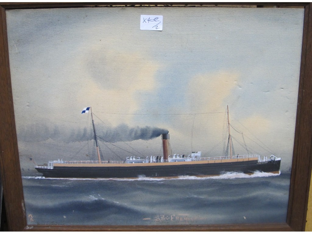 Appraisal: Watercolour 'Sailor Picture' 'SS Fremona' monogrammed lower left