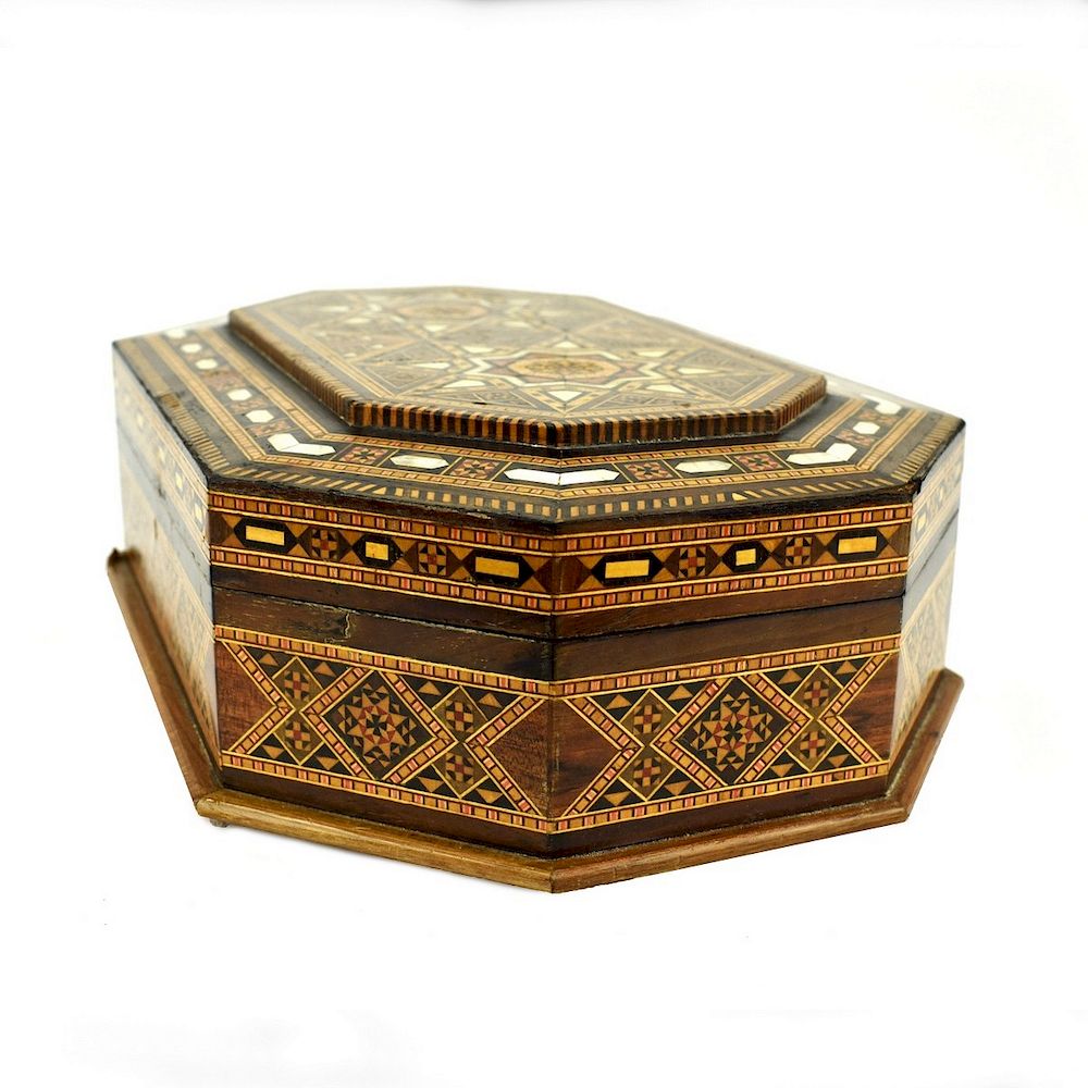 Appraisal: Vintage Persian Marquetry Inlaid Wood Box Vintage Persian Marquetry And