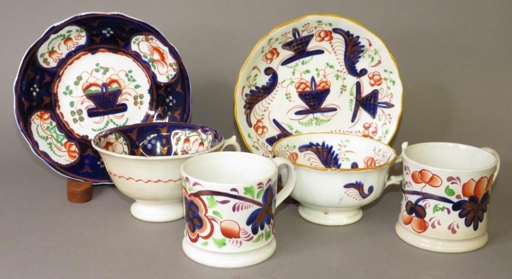 Appraisal: GROUP OF GAUDY WELSHca two porcelain cups and saucers both