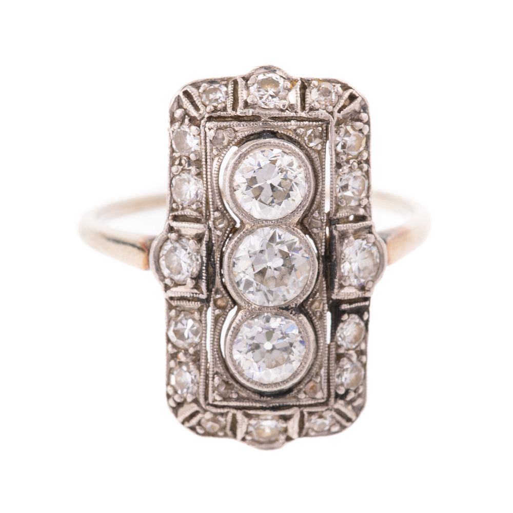 Appraisal: An Art Deco Diamond Ring in Platinum Platinum ring featuring