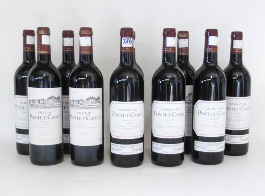 Appraisal: TEN BOTTLES OF VINTAGE FRENCH RED BORDEAUX WINE Chateau Pontet-Canet