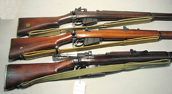 Appraisal: A lot of three Enfield bolt action service rifles Comprising