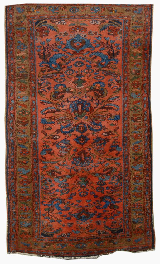 Appraisal: ORIENTAL RUG HAMADAN ' x ' Bold floral elements and