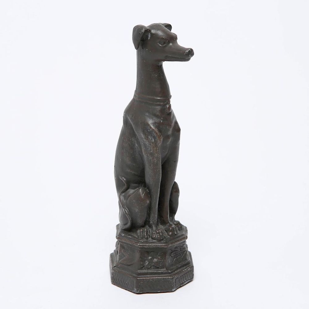 Appraisal: Seated Whippet Dog Cast Metal Sculpture Seated whippet or greyhound