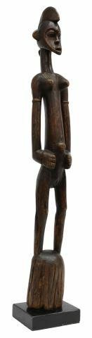 Appraisal: Tribal carved wood female statue rhythm pounder deble Senufo people