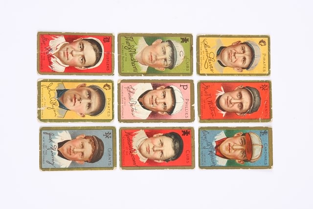 Appraisal: Grouping of nine T- baseball cards Cards include John T