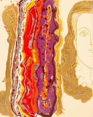 Appraisal: Shirley Olsen th Century Golden Girl abstract mixed media on