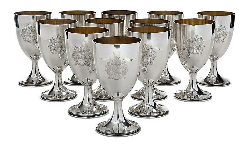 Appraisal: Set of Twelve George III English Silver Goblets London oval