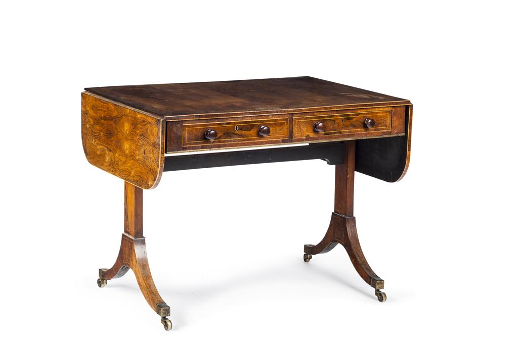 Appraisal: REGENCY ROSEWOOD SOFA TABLE CIRCA the rounded rectangular top with