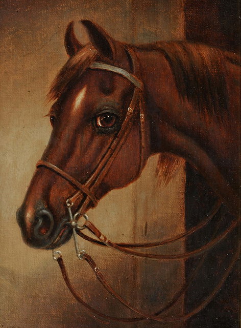 Appraisal: G H GARRITTA horse's head fully bridled signed oils on