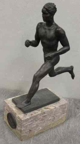 Appraisal: Vintage Bronze of a Nude Runner On a marble base