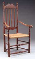 Appraisal: GOOD BANISTER BACK ARM CHAIR IN RED PAINT th Century