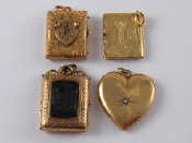 Appraisal: A mixed lot comprising four untested yellow metal lockets all