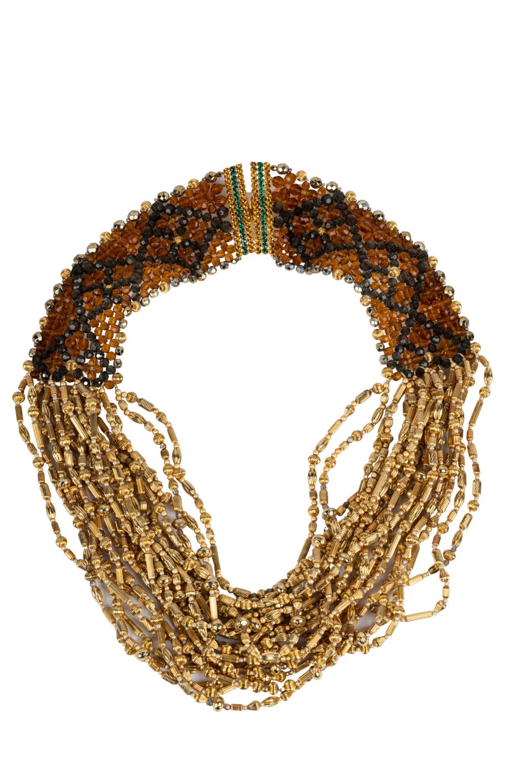 Appraisal: VALENTINO BEADED COSTUME NECKLACEcomprising strands of goldplate beads with a