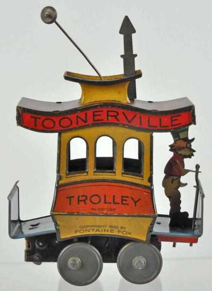 Appraisal: Tin Litho Nifty Toonerville Trolley Wind-Up Toy Description German Working