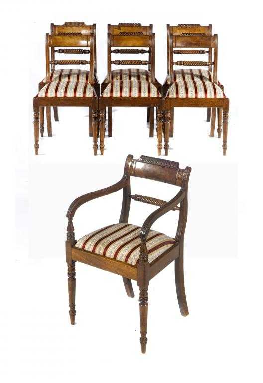 Appraisal: A SET OF SEVEN GEORGE IV MAHOGANY DINING CHAIRS with