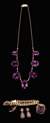 Appraisal: Group of amethyst jewelry including necklace bracelet ring and pair