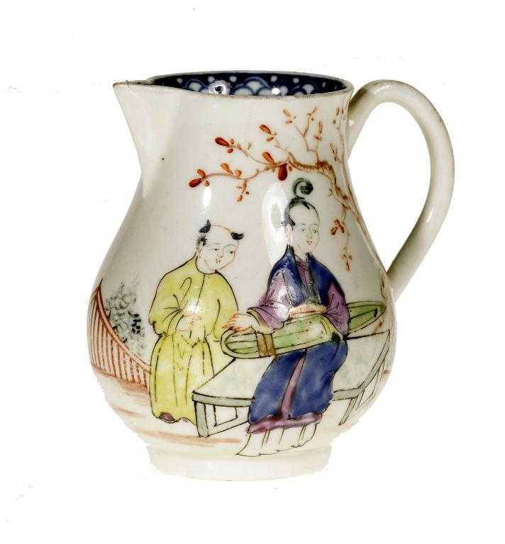 Appraisal: A WORCESTER SPARROW BEAK JUG enamelled with three Chinese figures