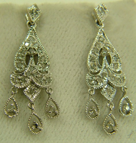 Appraisal: PAIR OF DIAMOND PENDANT EARRINGS K white gold each faced